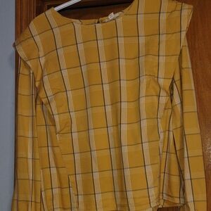 a.n.a Yellow Plaid Women's Blouse